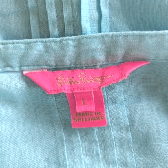 Lilly Pulitzer Aqua Blue Linen Sarasota Tunic Top - Picture 3 of 10